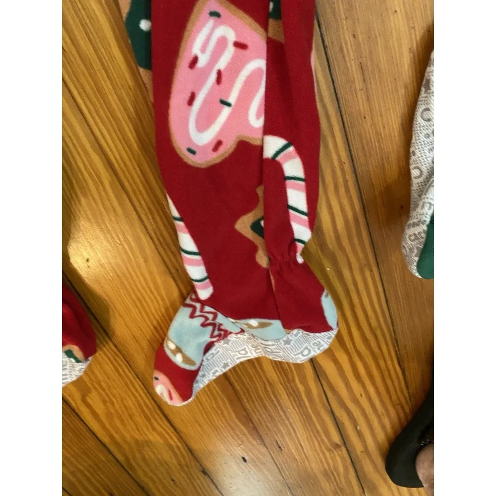 2 Carter's Kids Christmas Footie Pajamas Cookies And Reindeer Fleece Zip size 5